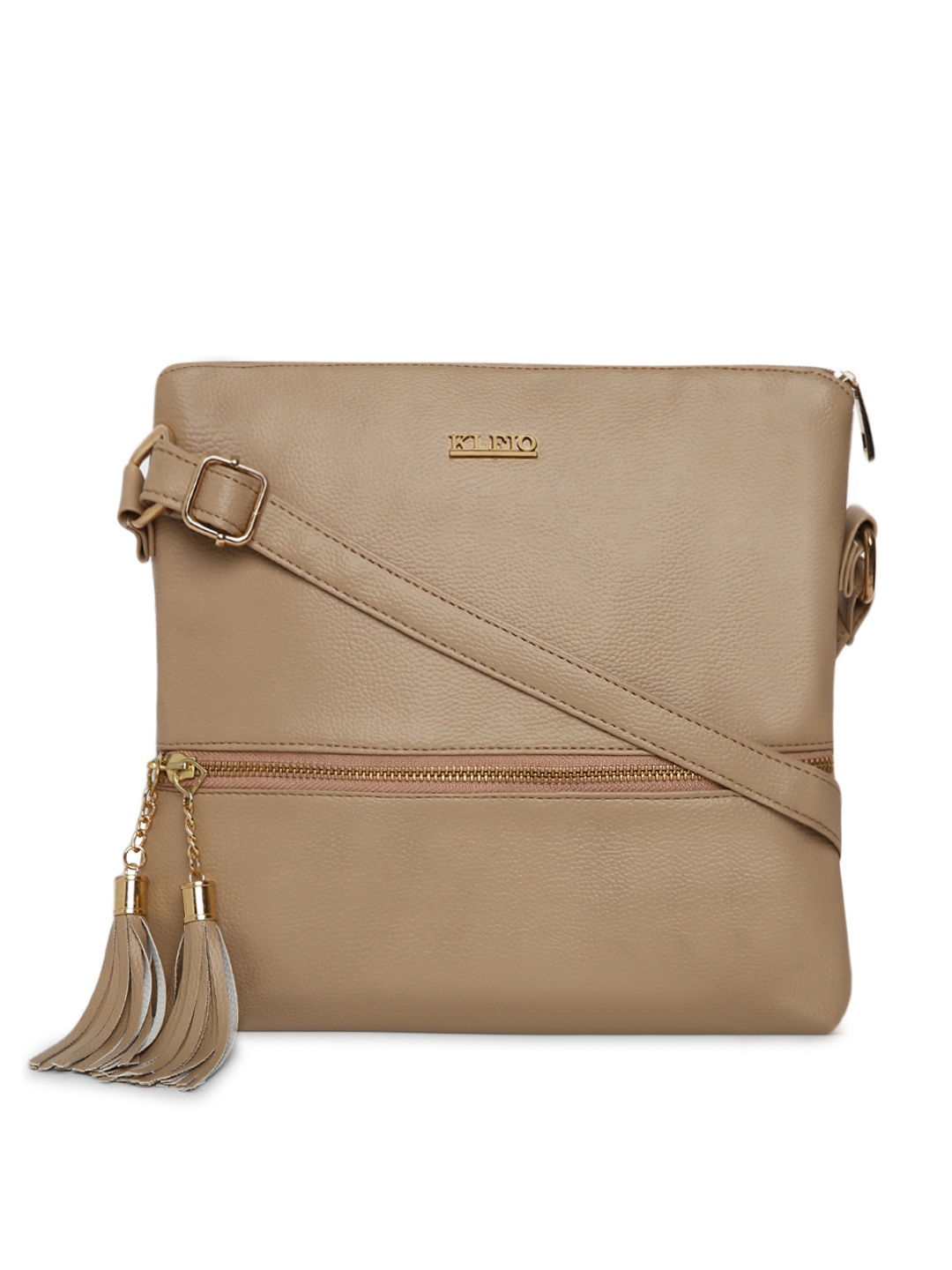 

KLEIO Beige Tassel Sling Bag