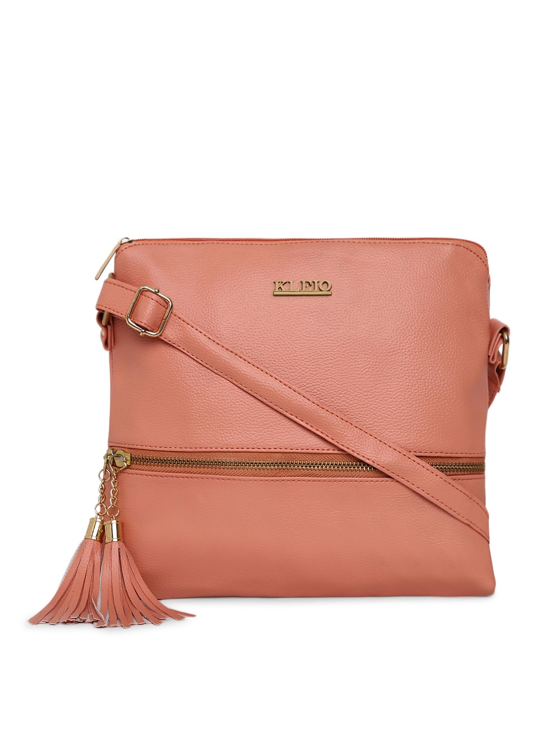 

KLEIO Women Peach-Coloured Tasseled Sling Bag