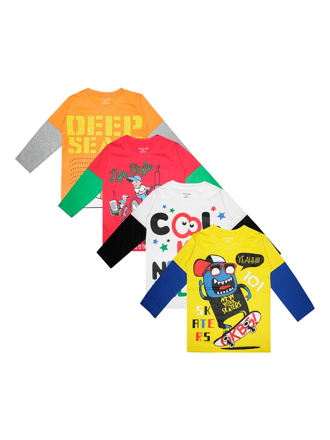 

Luke & Lilly Kids Pack Of 4 Printed Round Neck T-shirts, Multi