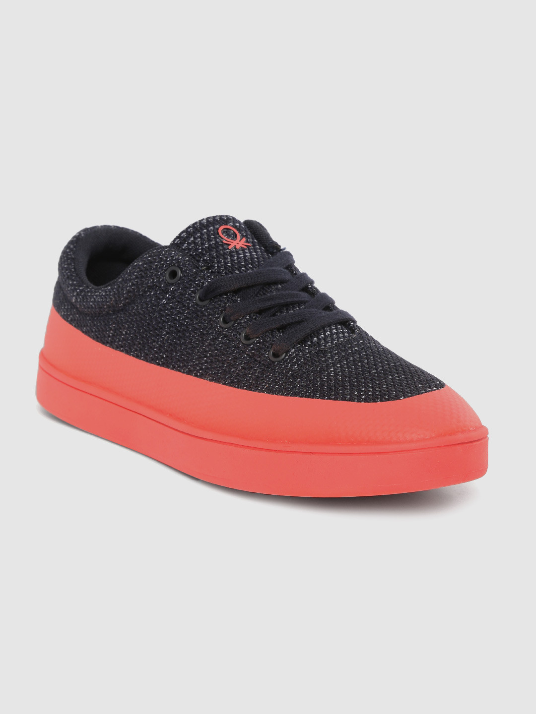 

United Colors of Benetton Men Navy Blue & Coral Red Colourblocked Sneakers