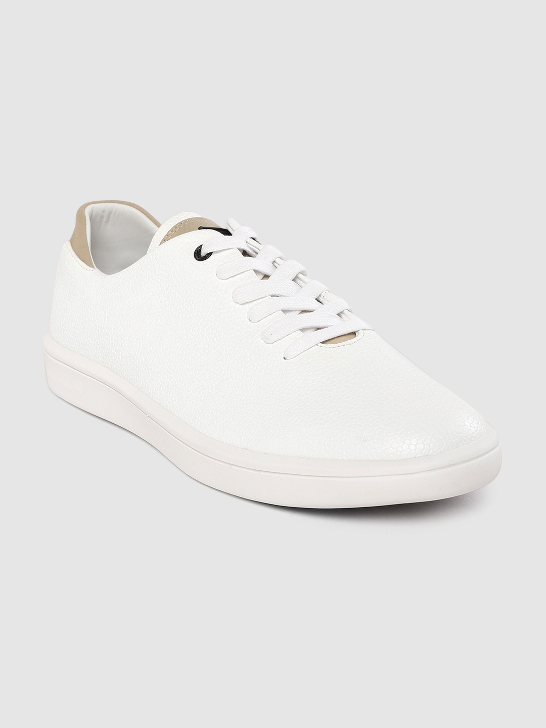 

Louis Philippe Men White Textured Leather Sneakers