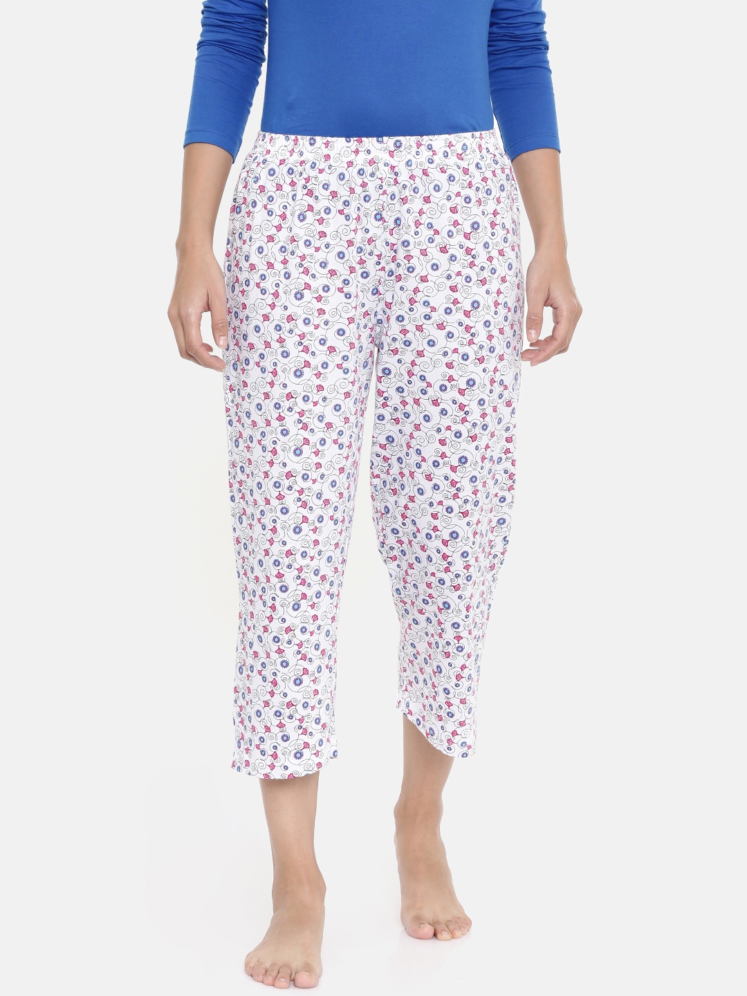 

zebu Women Black & White Printed Regular Fit Lounge pants
