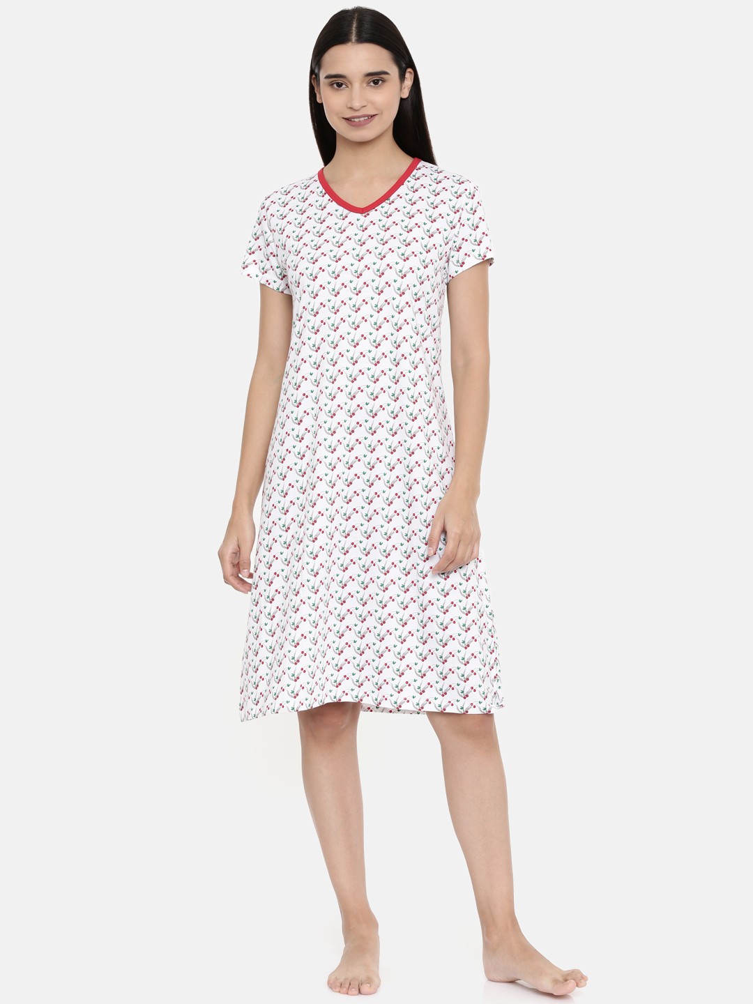 

zebu White & Red Printed Nightdress