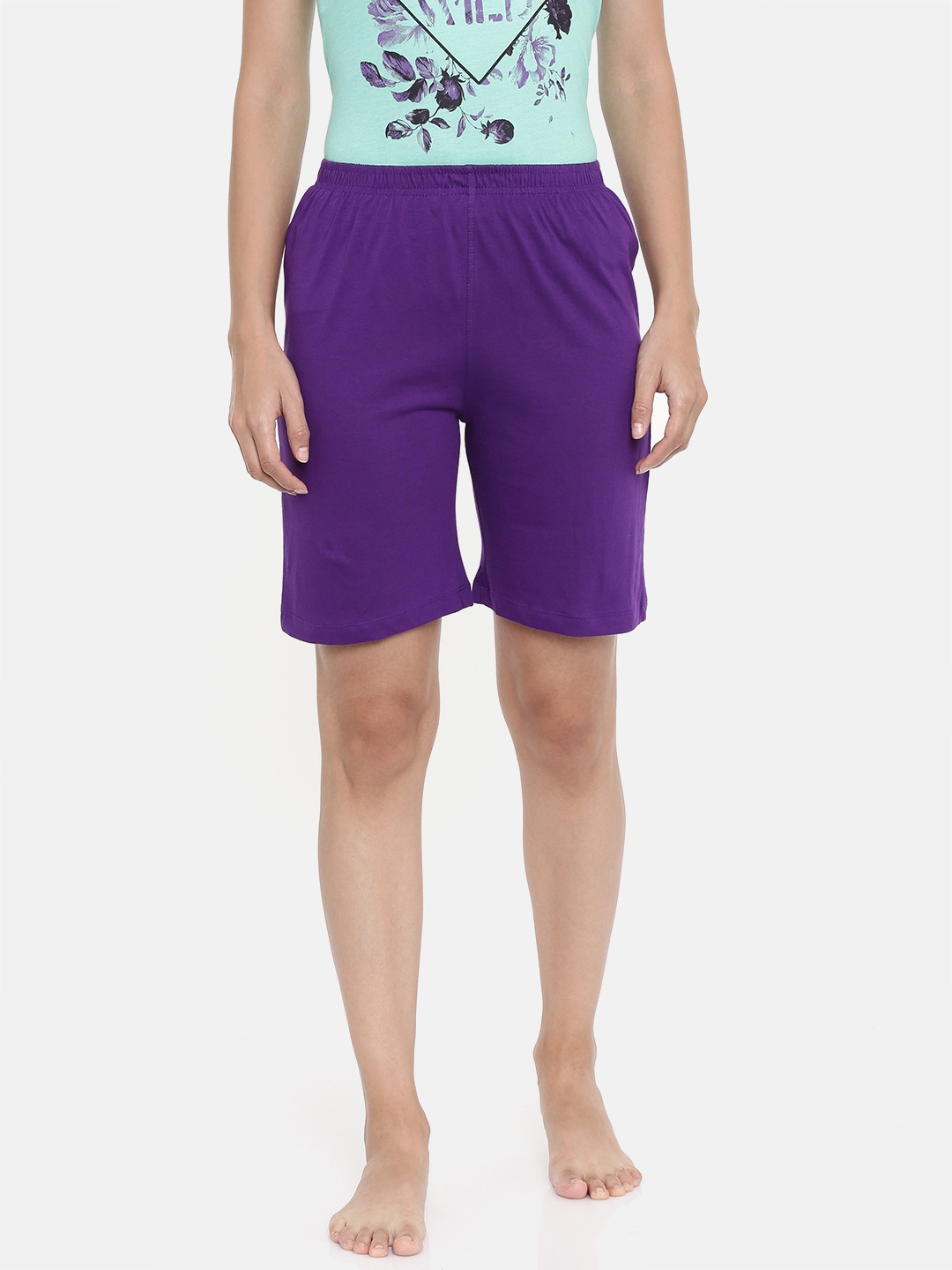 

zebu Women Purple Solid Lounge Shorts