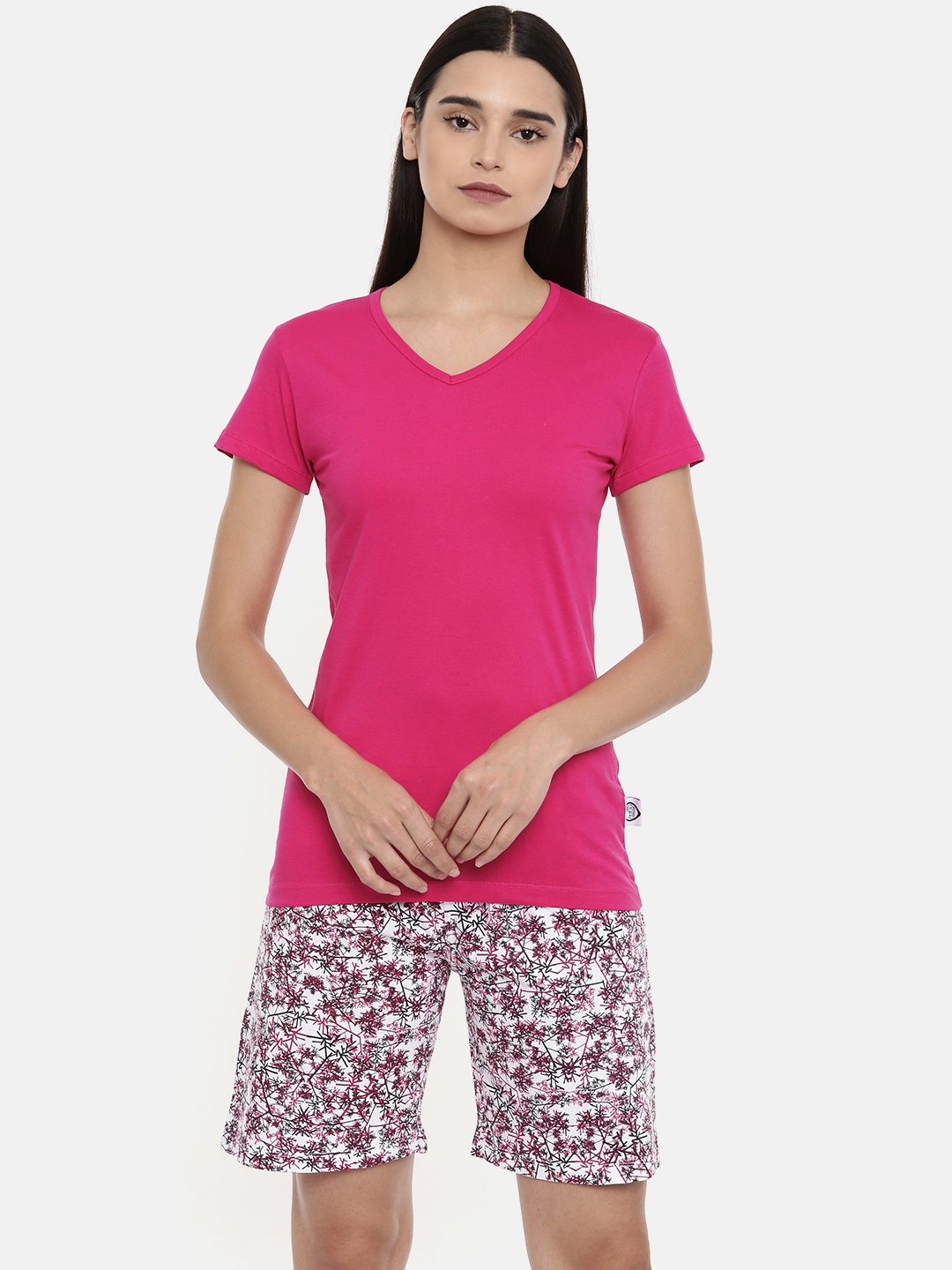 

zebu Women Magenta Solid Night suit