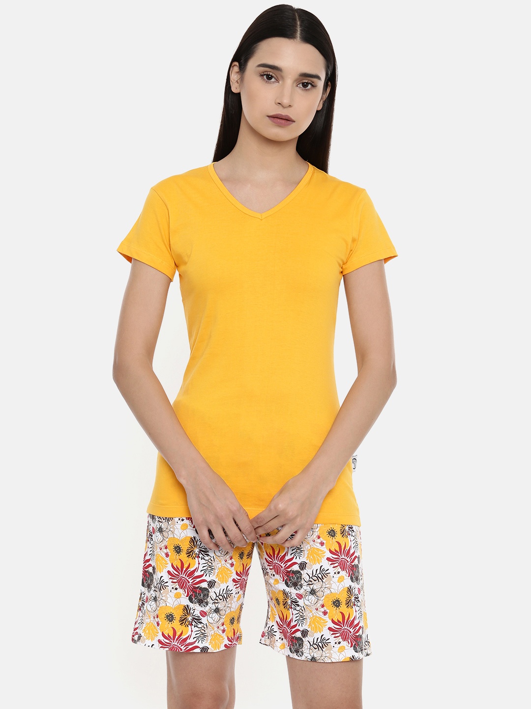 

zebu Women Yellow Solid Night suit