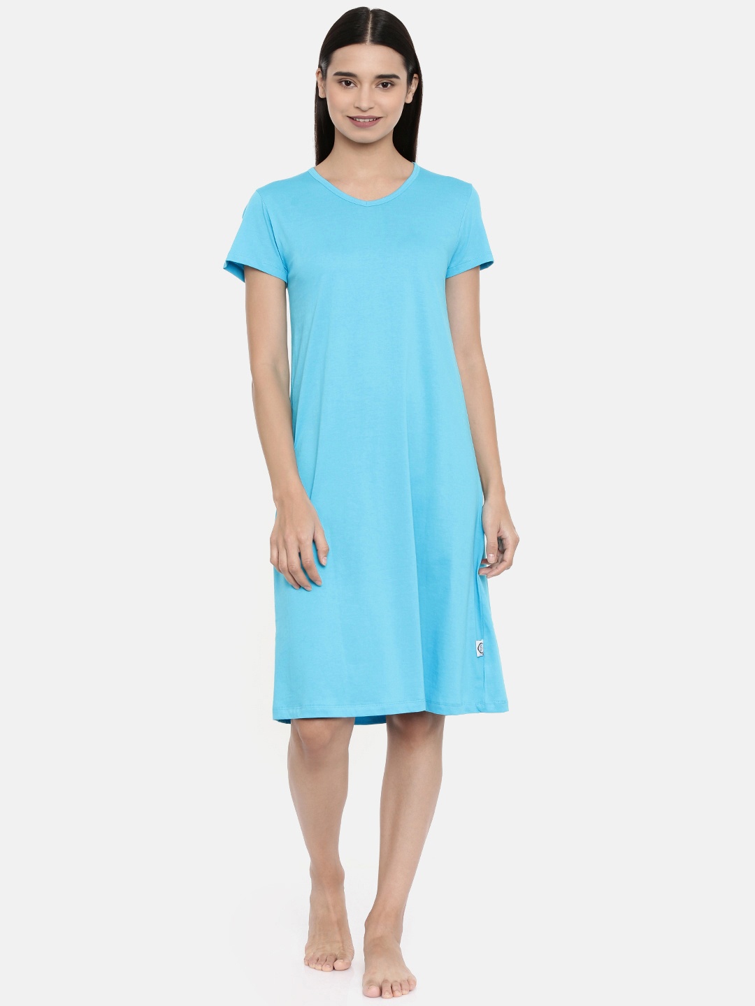 

zebu Women Turquoise Blue Solid Nightdress