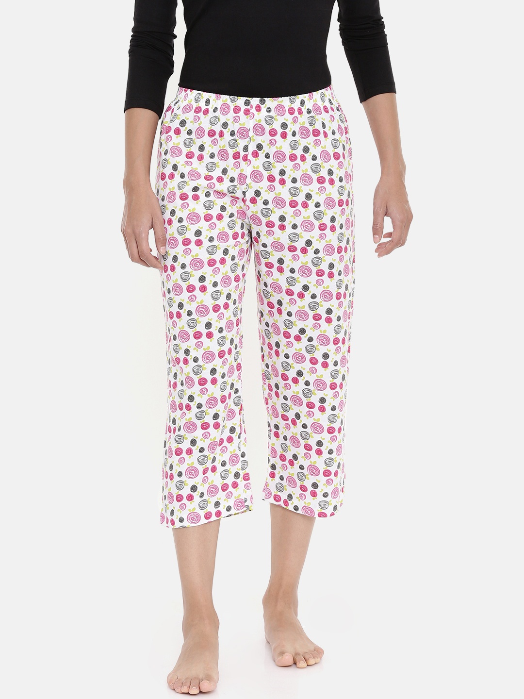 

zebu Women Pink & White Printed Regular Fit Lounge pants