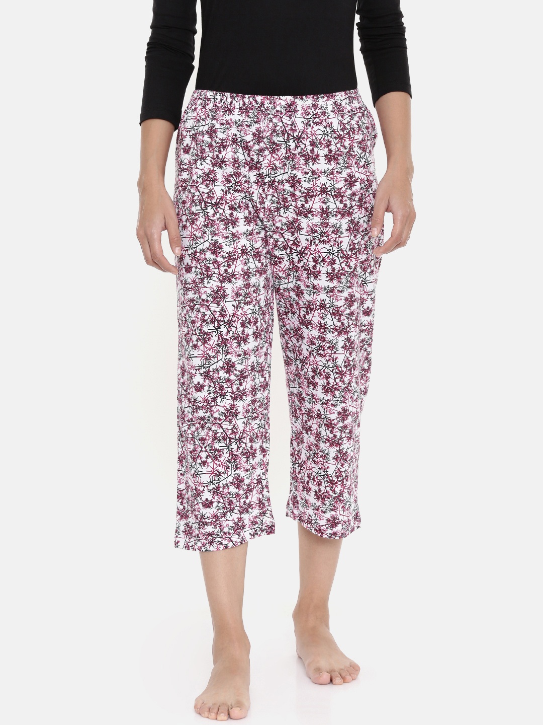 

zebu Women Pink & White Printed Regular Fit Lounge pants