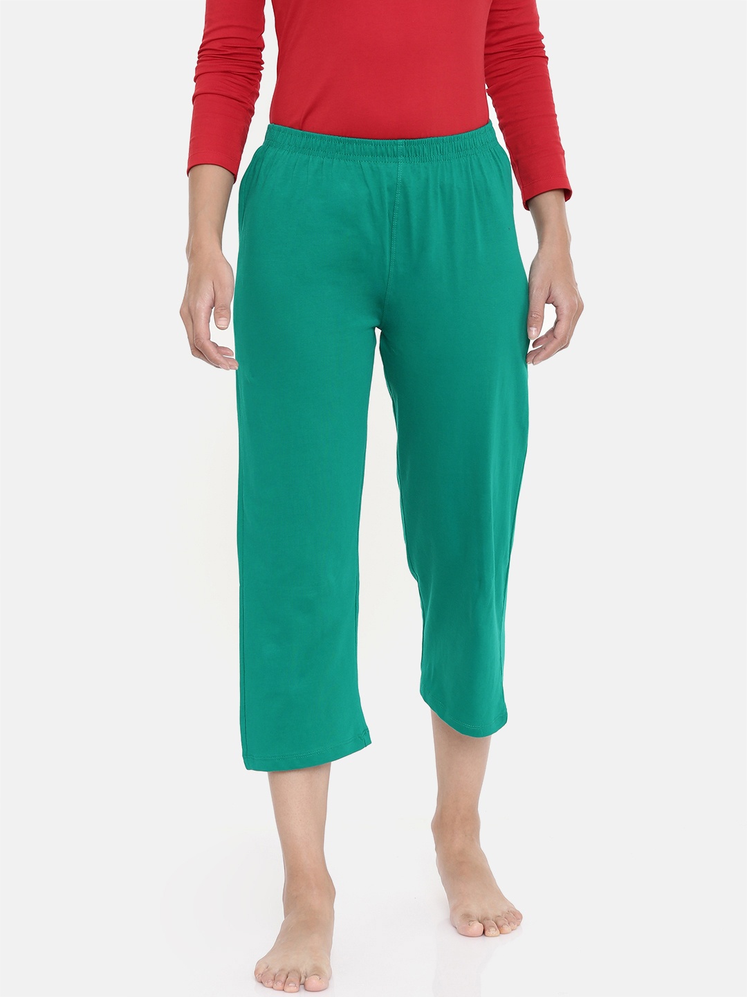 

zebu Women Green Solid Regular Fit Lounge pants