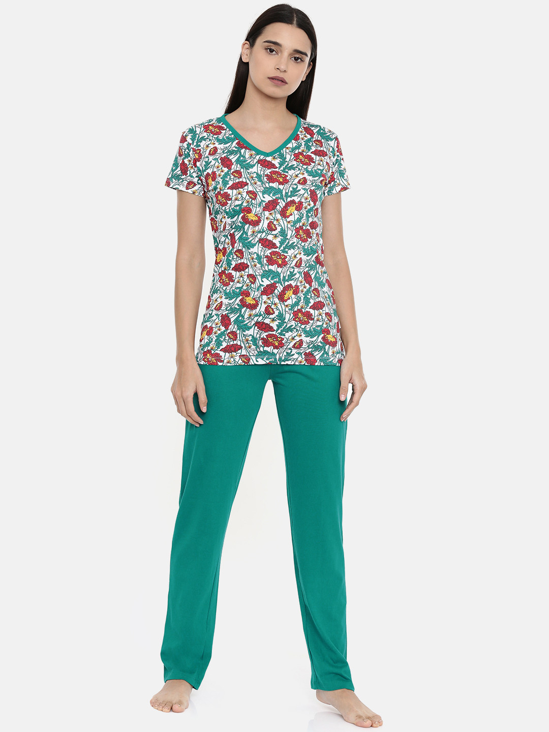 

zebu Women Green Printed Night suit
