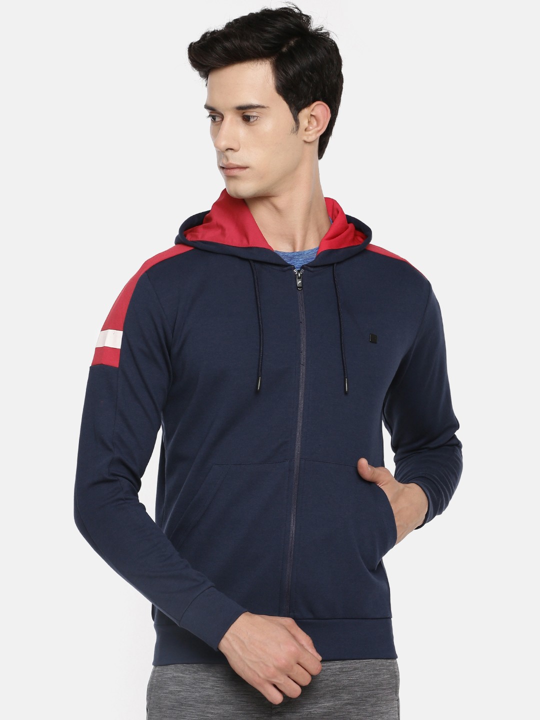 

Proline Active Men Navy Blue Solid Hooded Sweatshirt