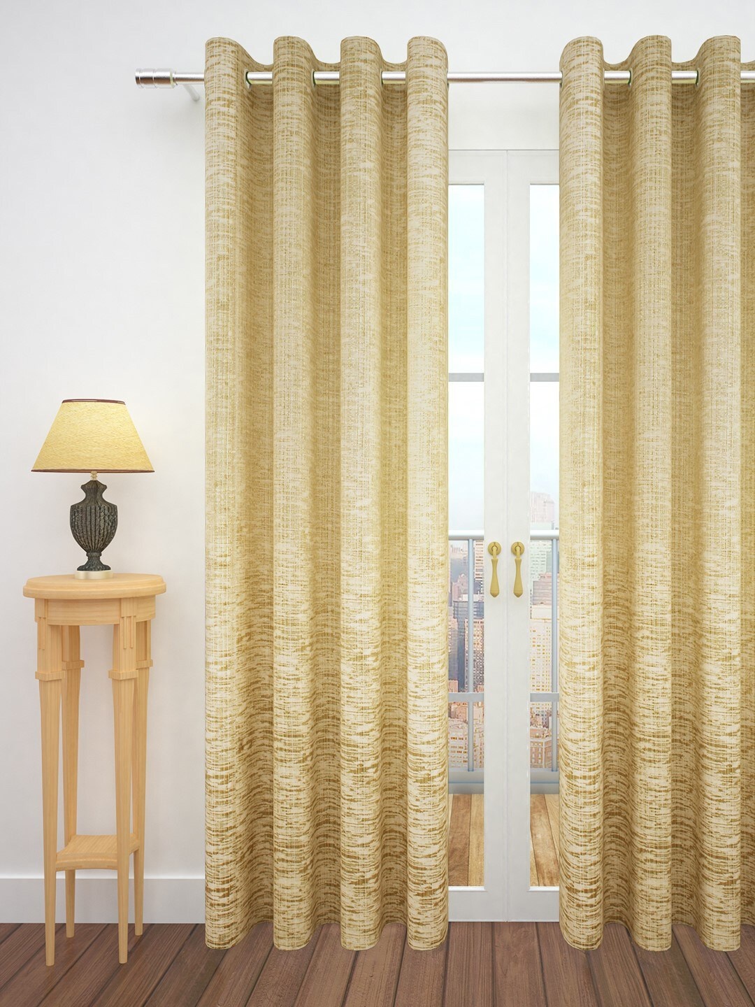 

Story@home Beige Jacquard Textured Single Door Curtain