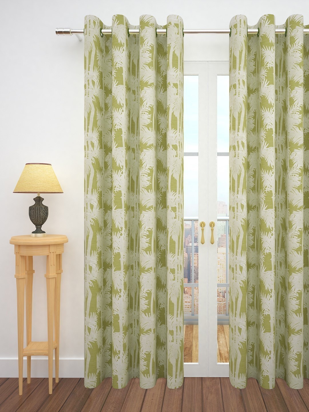 

Story@home Lime Green Jacquard Textured Single Door Curtain