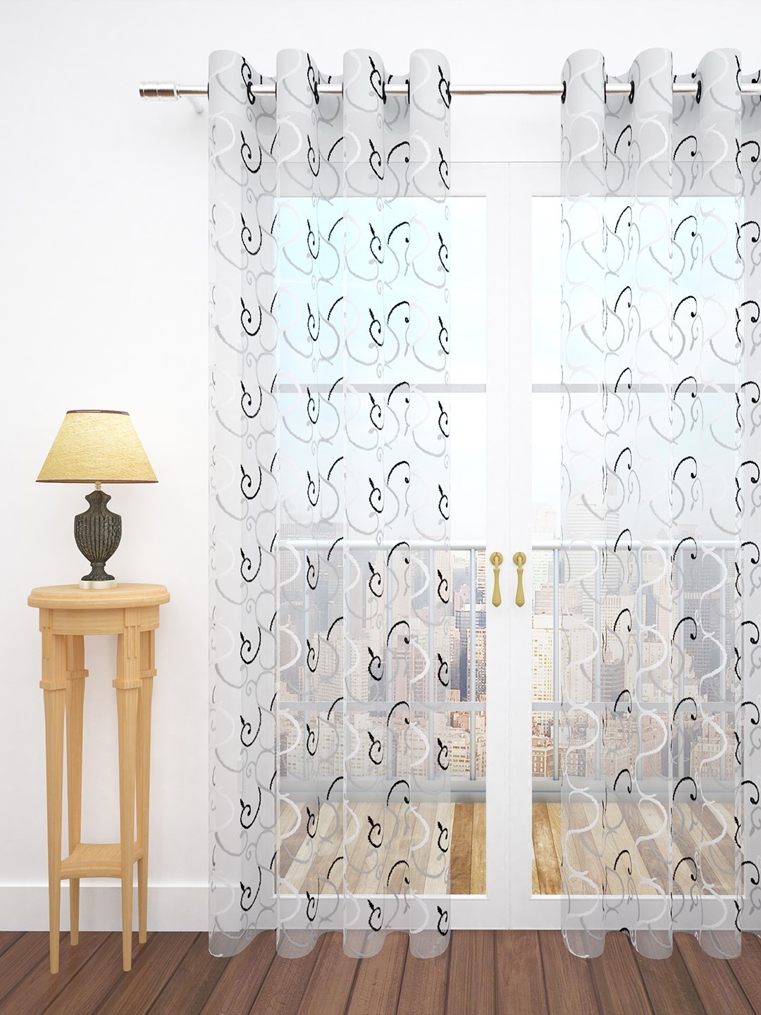 Story@home White Imagica Collection Sheer Tissue Single Door Curtain