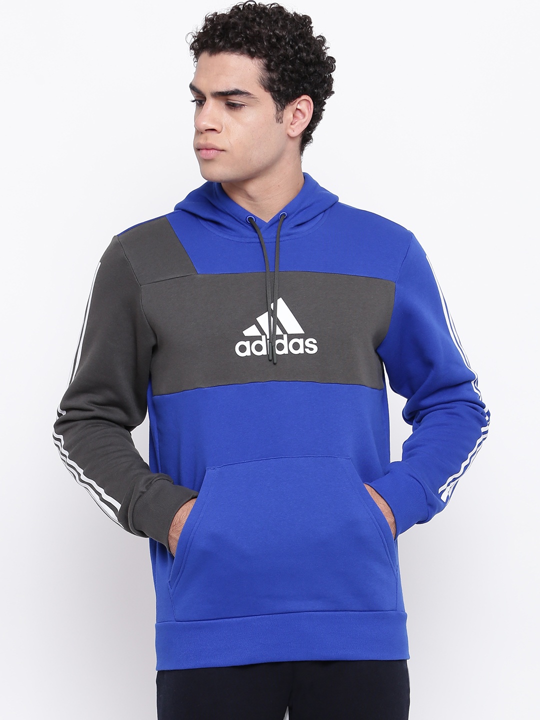 

ADIDAS Men Blue SID PO Brand Hooded Sweatshirt