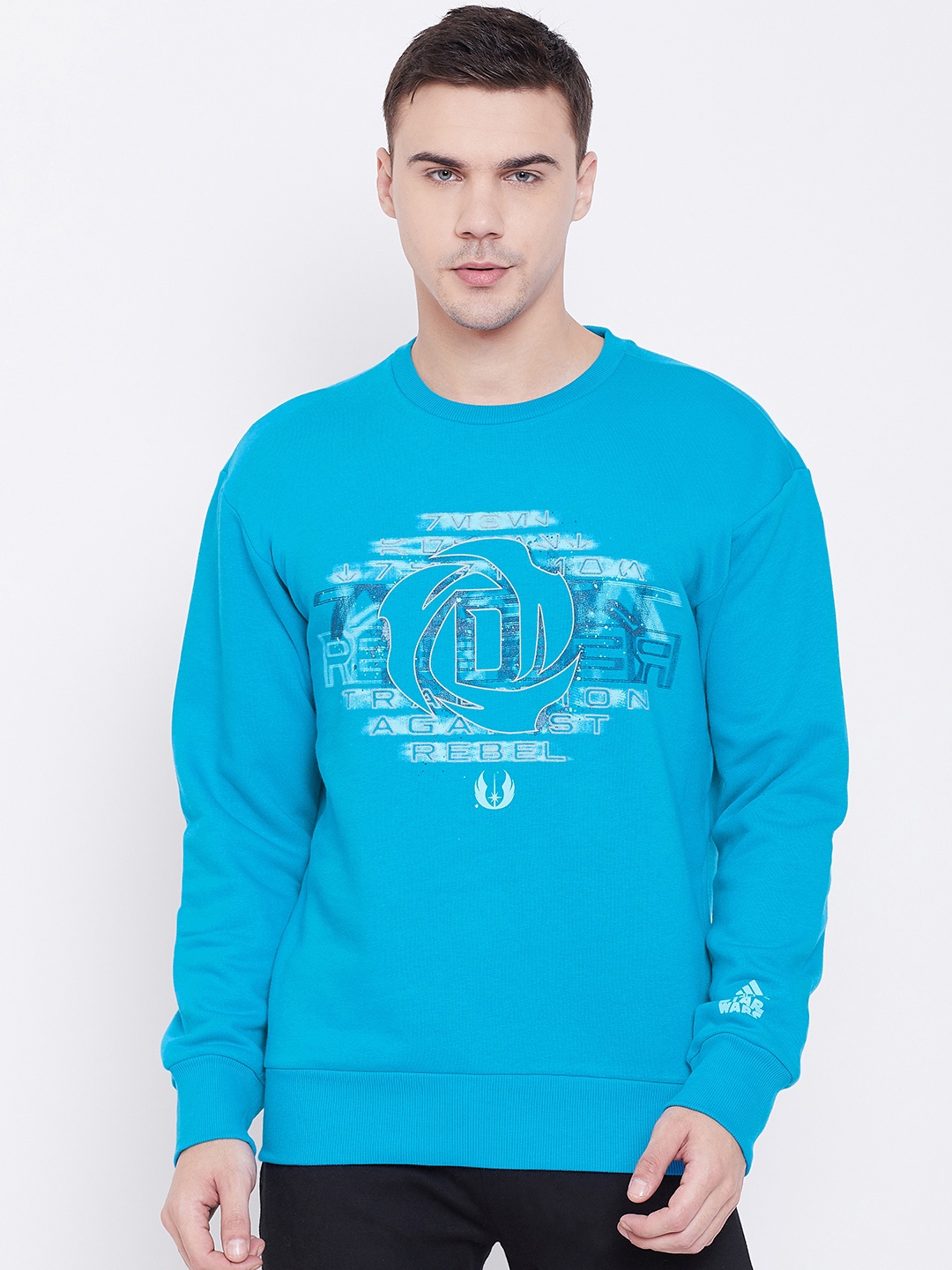 

ADIDAS Men Blue Printed Basketball D Rose Star Wars Crew Sweatshirt