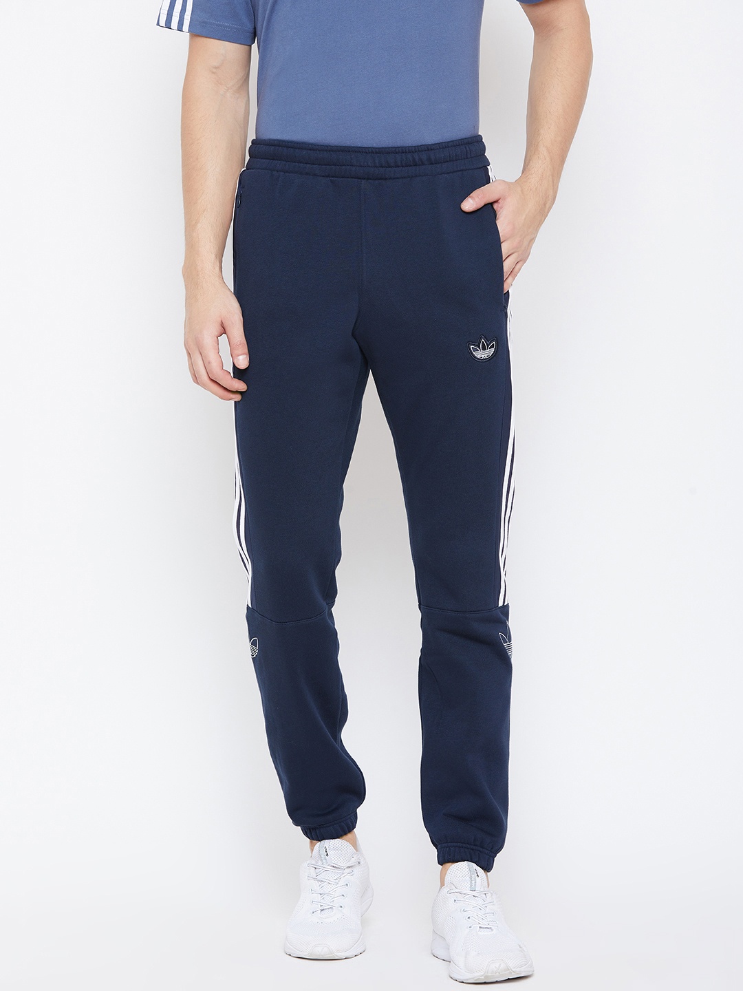 

ADIDAS Originals Men Navy Blue Fleece Outline Solid Joggers