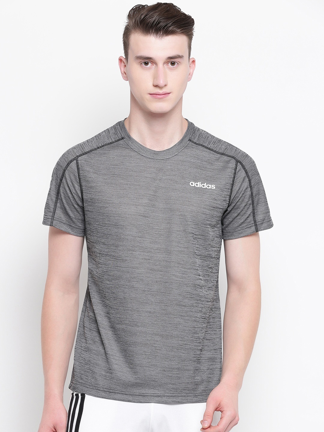 

ADIDAS Men Charcoal Grey Design 2 Move Heather Solid Round Neck T-shirt