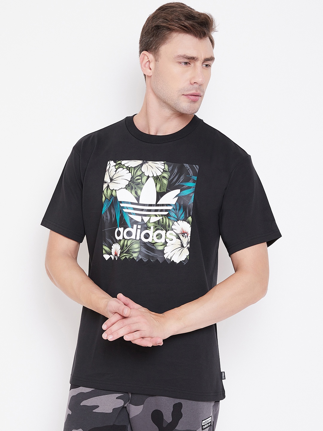 

ADIDAS Men Black Printed BB Floral Fill T-shirt