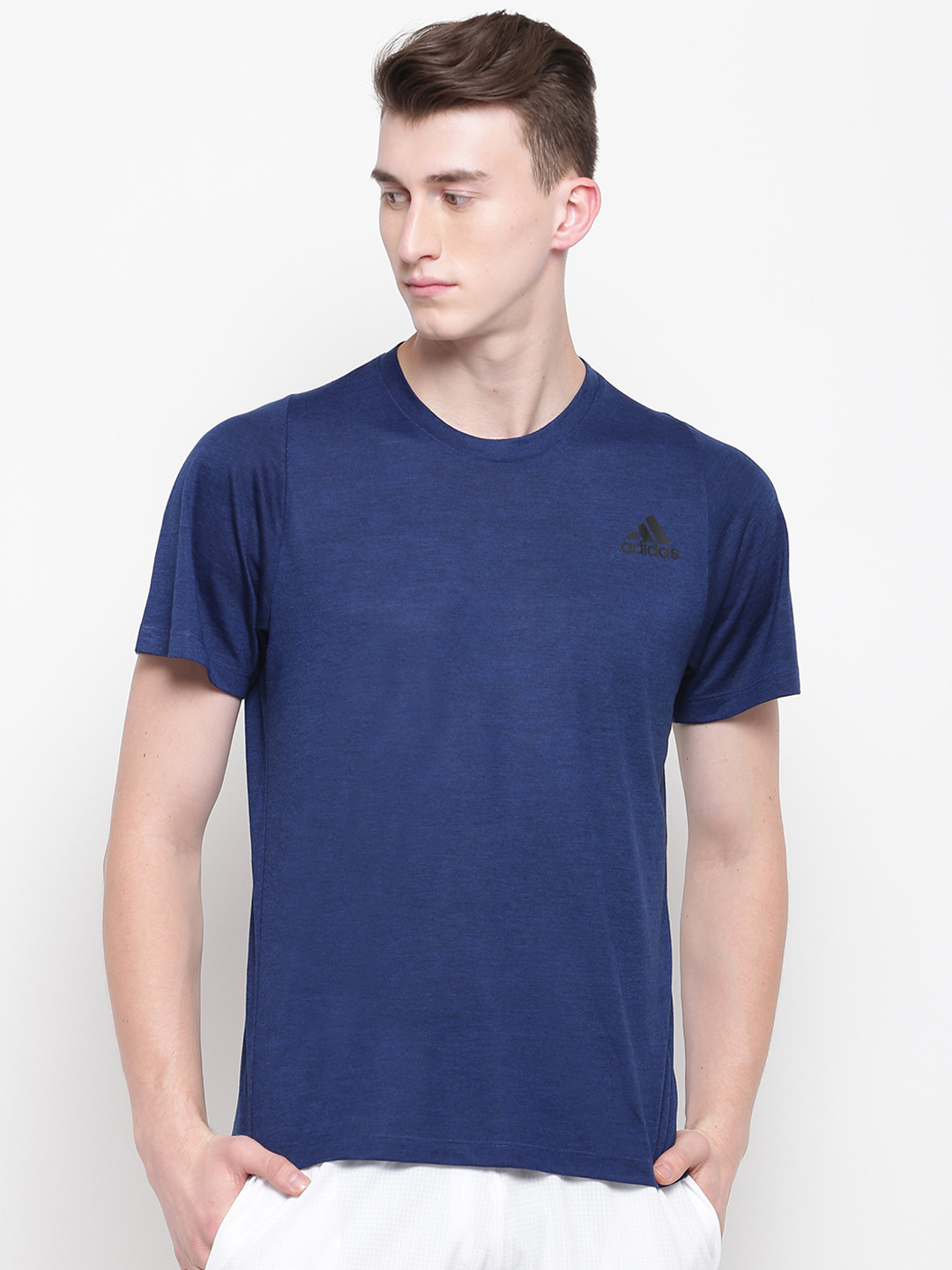 

ADIDAS Men Navy Blue Solid FL_SPR A PR HEA Round Neck T-shirt