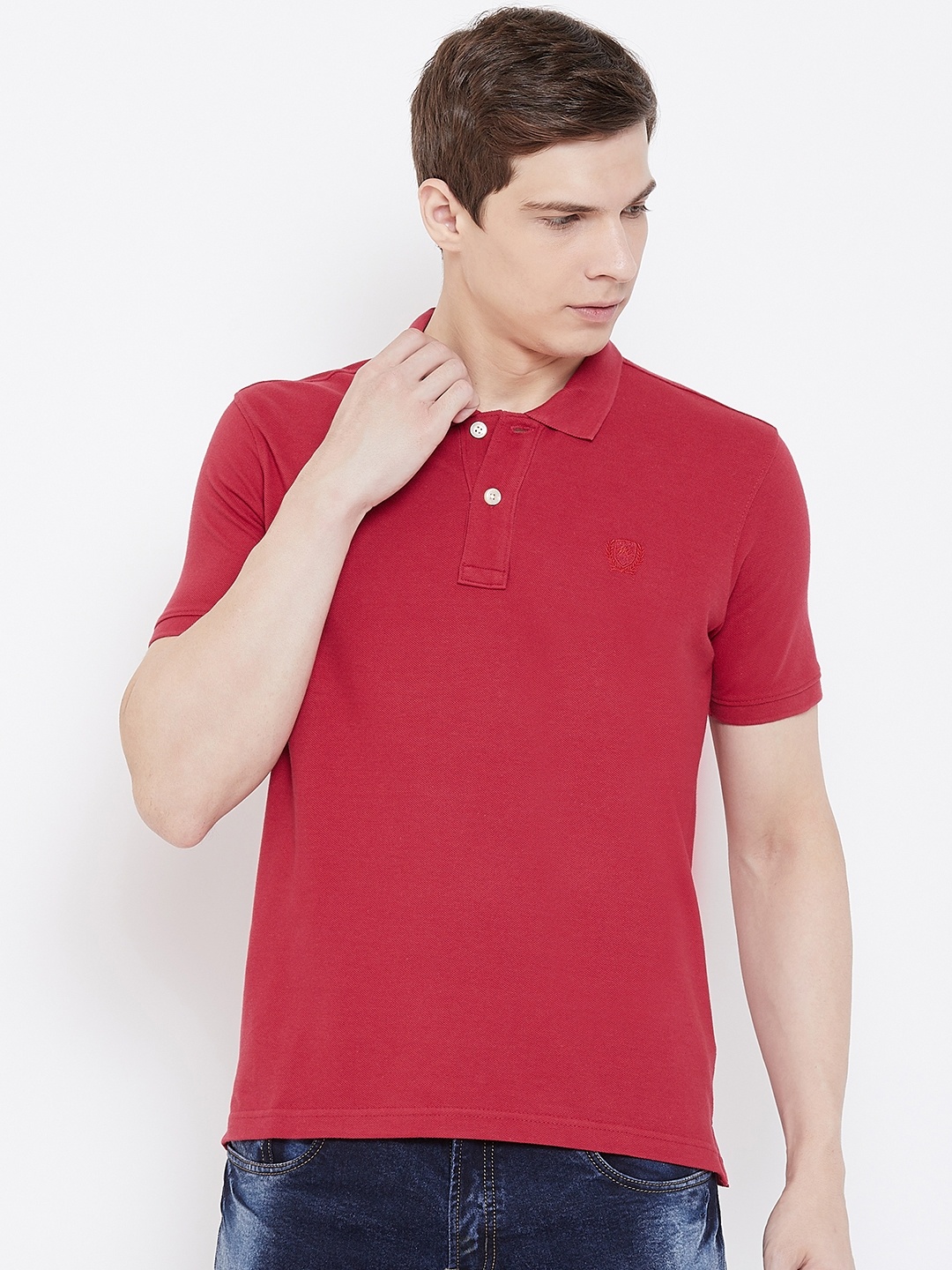 

Monte Carlo Men Red Solid Polo Collar T-shirt