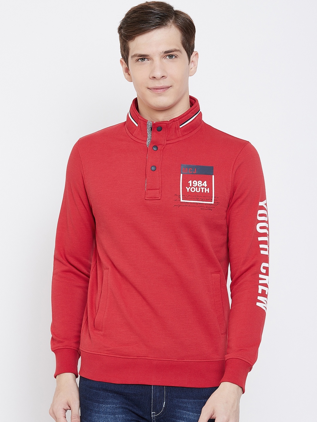 

Monte Carlo Men Red Solid Sweatshirt