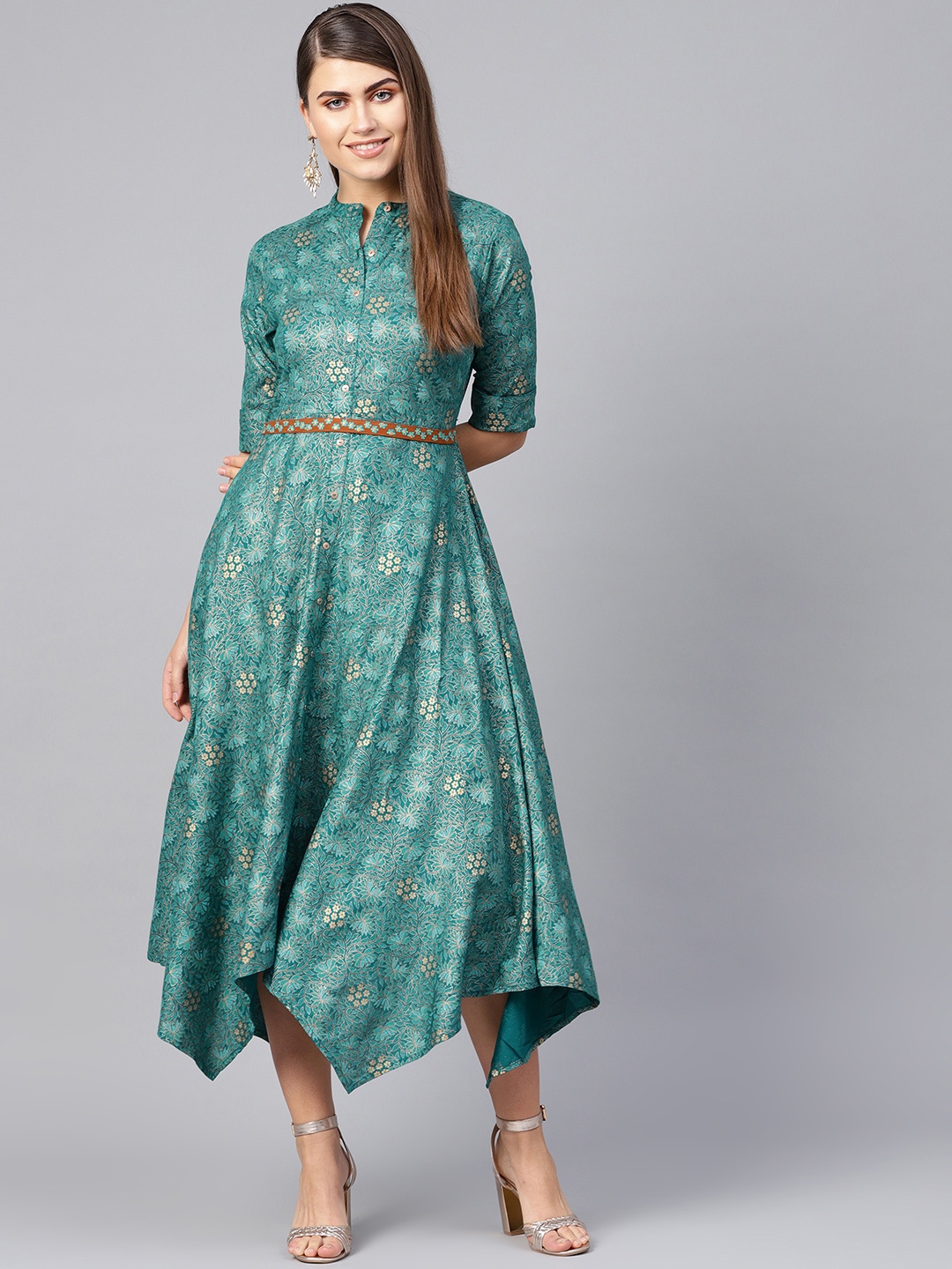 

Juniper Women Green Printed Maxi Dress