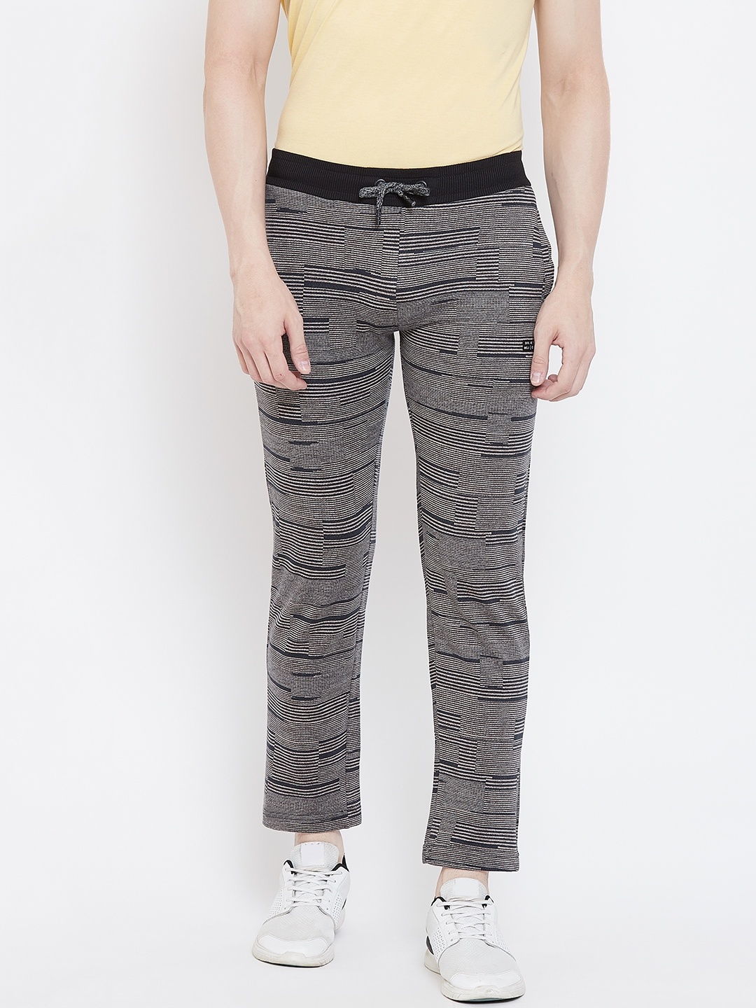 

Monte Carlo Men Beige & Navy Blue Striped Gym Track Pants
