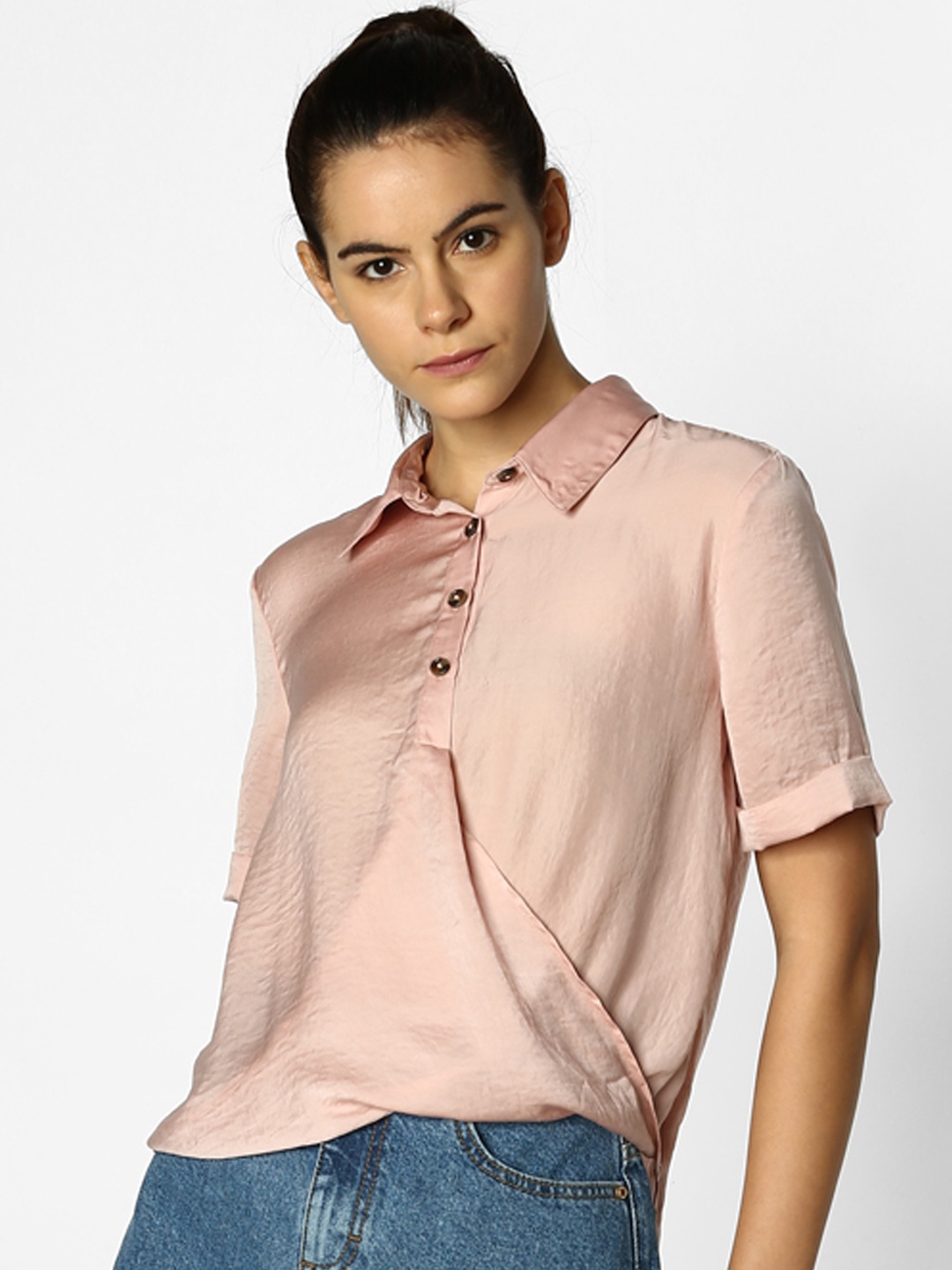 

ONLY Women Pink Regular Fit Solid Casual Shirt