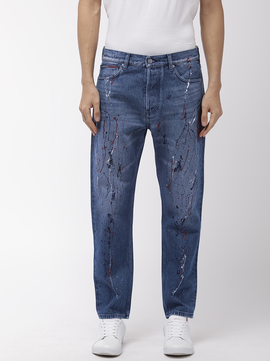 

Tommy Hilfiger Men Blue Randy Relaxed Cropped Fit Mid-Rise Clean Look Jeans