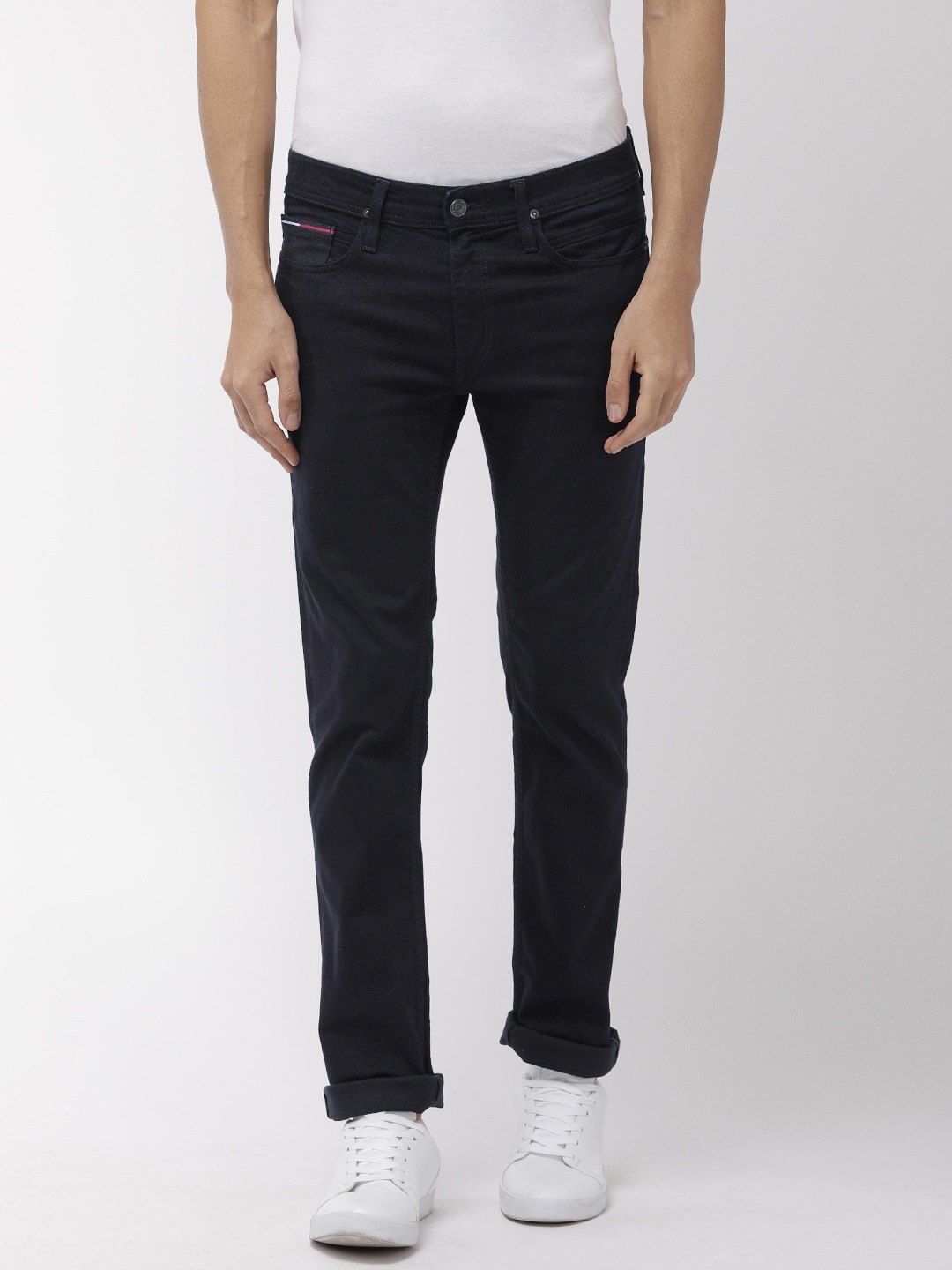 

Tommy Hilfiger Men Navy Blue Sage Fitted Slim Fit Mid-Rise Clean Look Stretchable Jeans