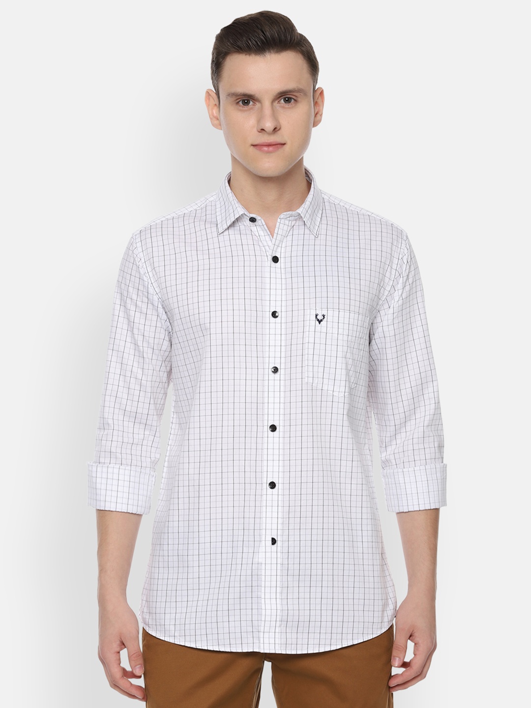 

Allen Solly Men White & Black Slim Fit Checked Casual Shirt