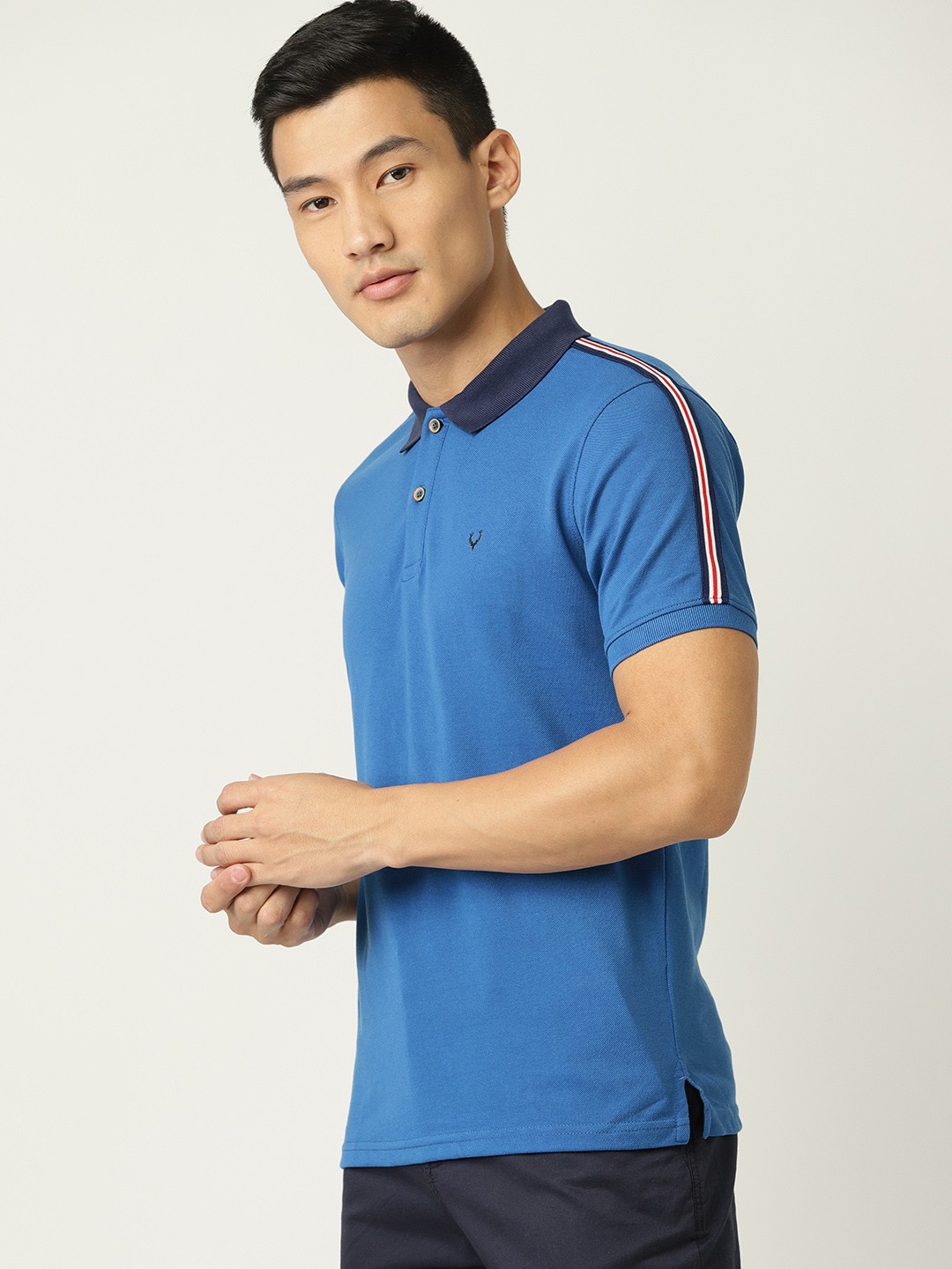 

Allen Solly Sport Men Blue Solid Polo Collar T-shirt