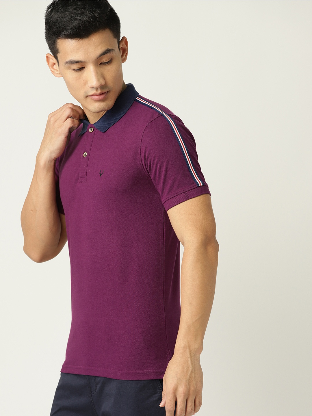 

Allen Solly Sport Men Aubergine Solid Polo Collar T-shirt, Purple