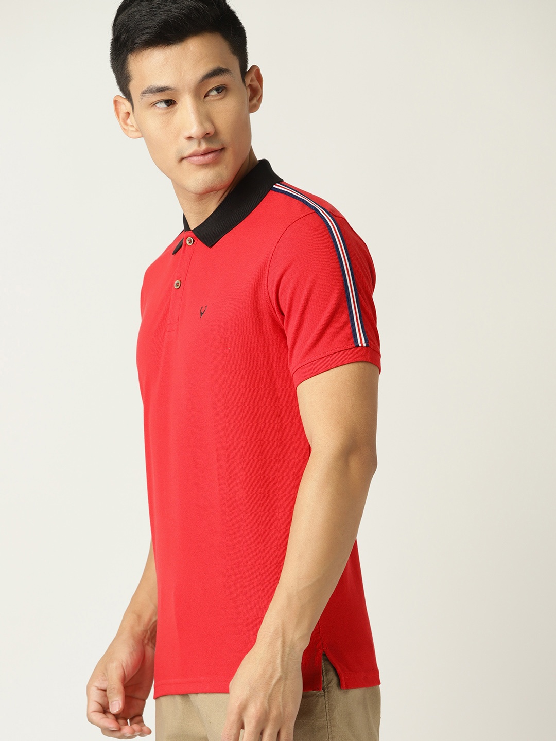 

Allen Solly Sport Men Red Solid Polo Collar T-shirt