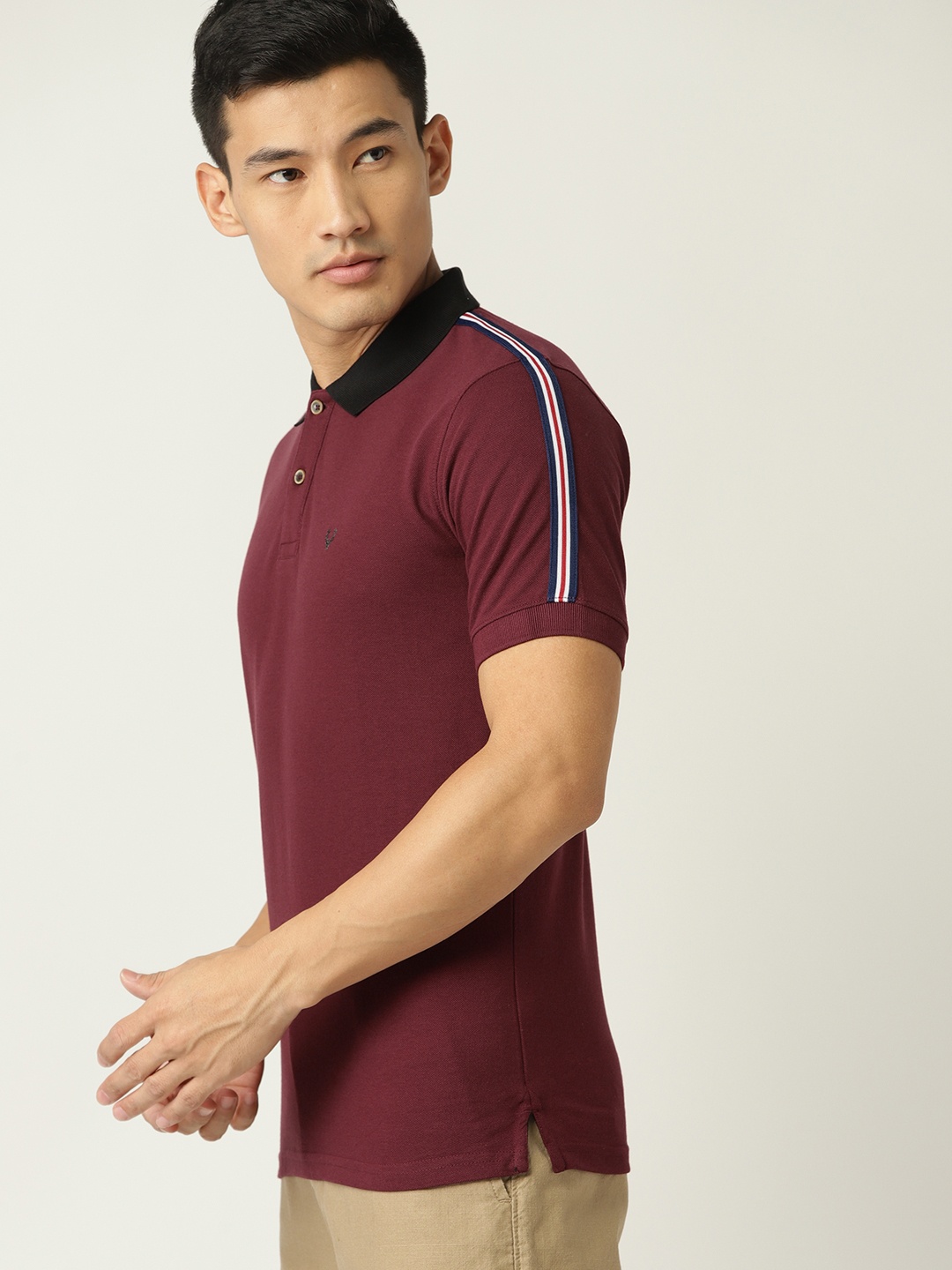 

Allen Solly Sport Men Burgundy Solid Polo Collar T-shirt