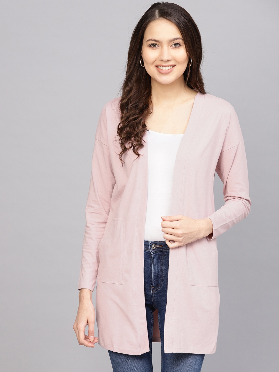 

Van Heusen Woman Pink Solid Open Front Shrug