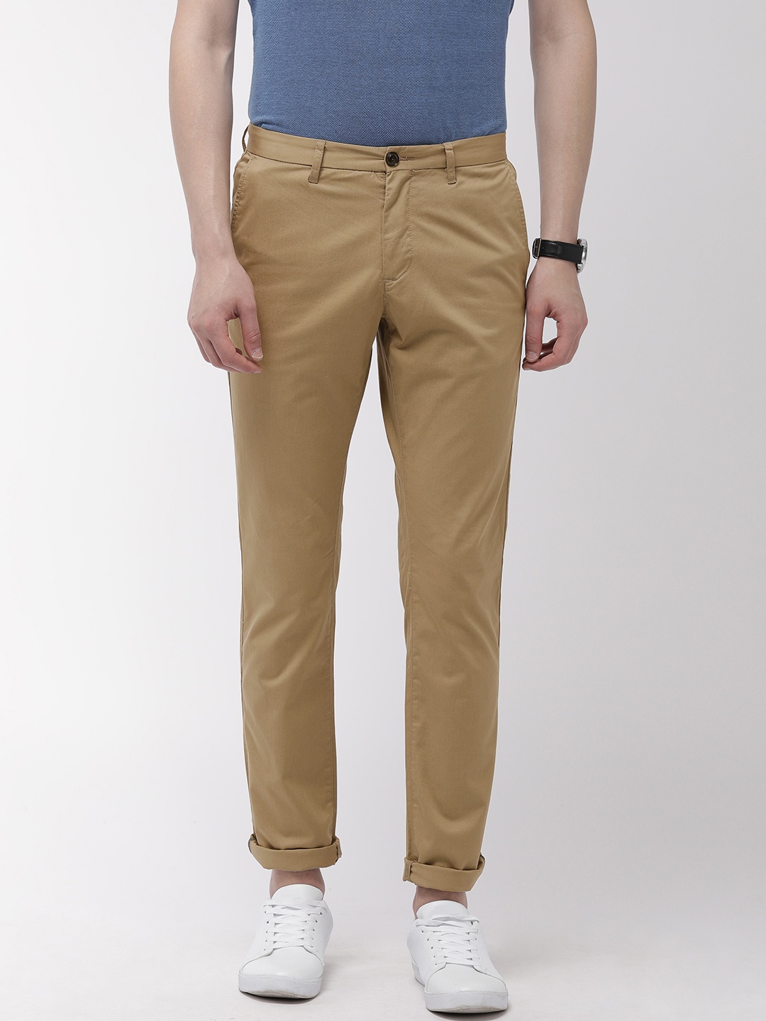 

Tommy Hilfiger Men Camel Brown Regular Fit Solid Chinos