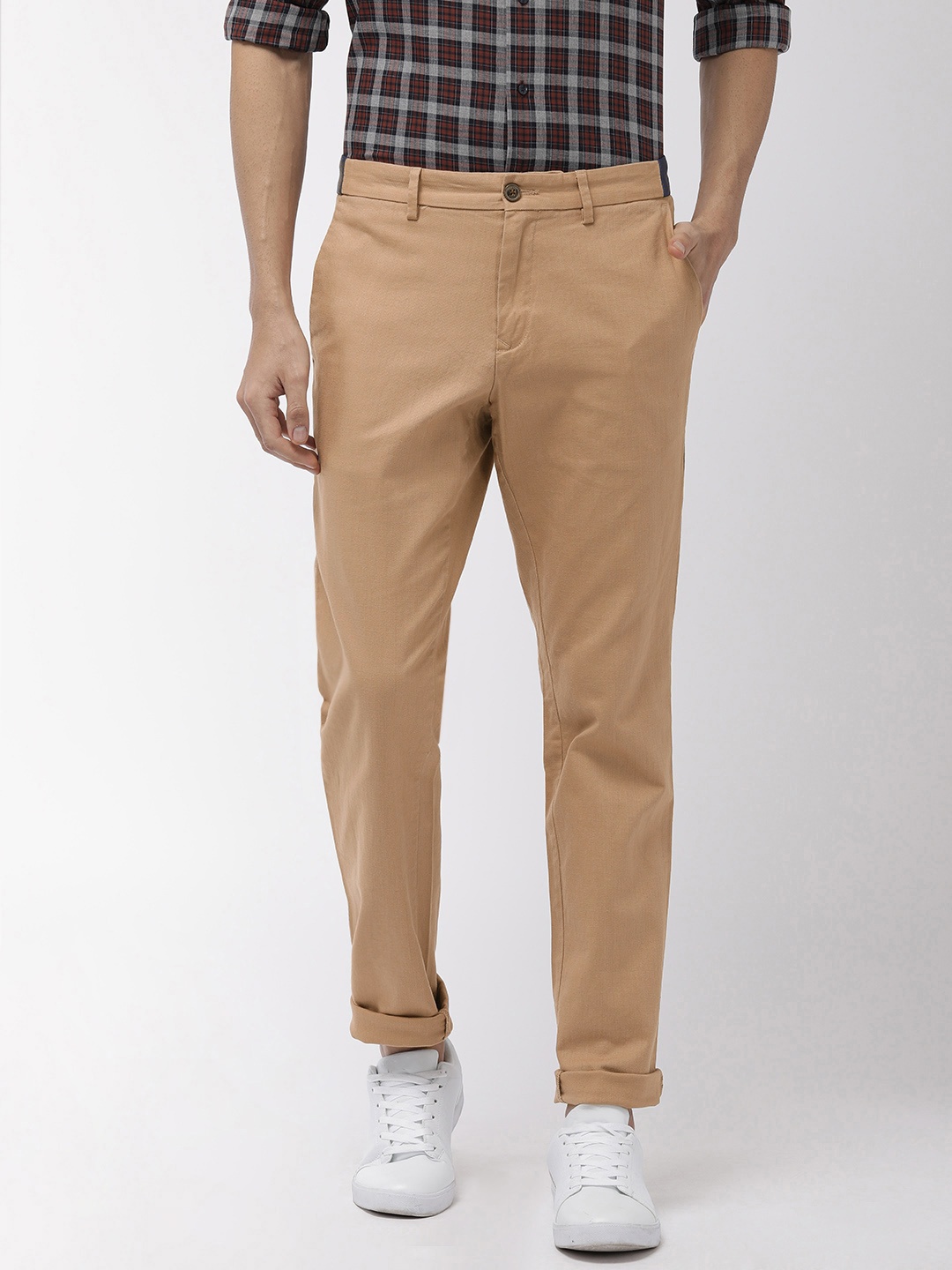 

Tommy Hilfiger Men Khaki Denton Straight Fit Solid Regular Trousers