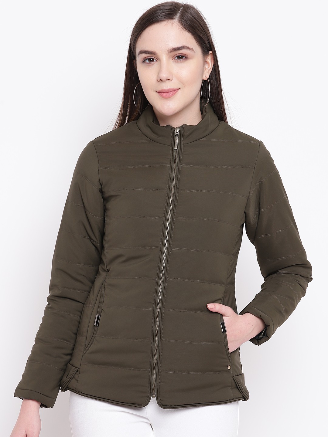 

Monte Carlo Women Olive Green Solid Padded Jacket