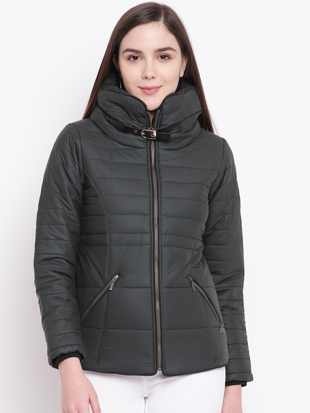 

Monte Carlo Women Charcoal Grey Solid Padded Jacket