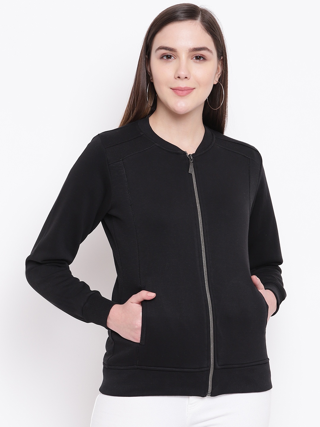 

Monte Carlo Women Black Solid Sweatshirt