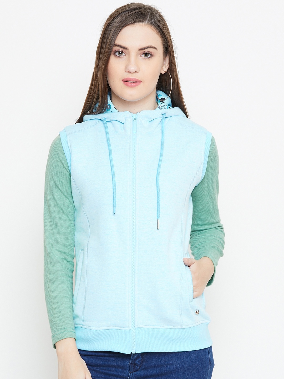 

Monte Carlo Women Blue Solid Hooded Sweatshirt