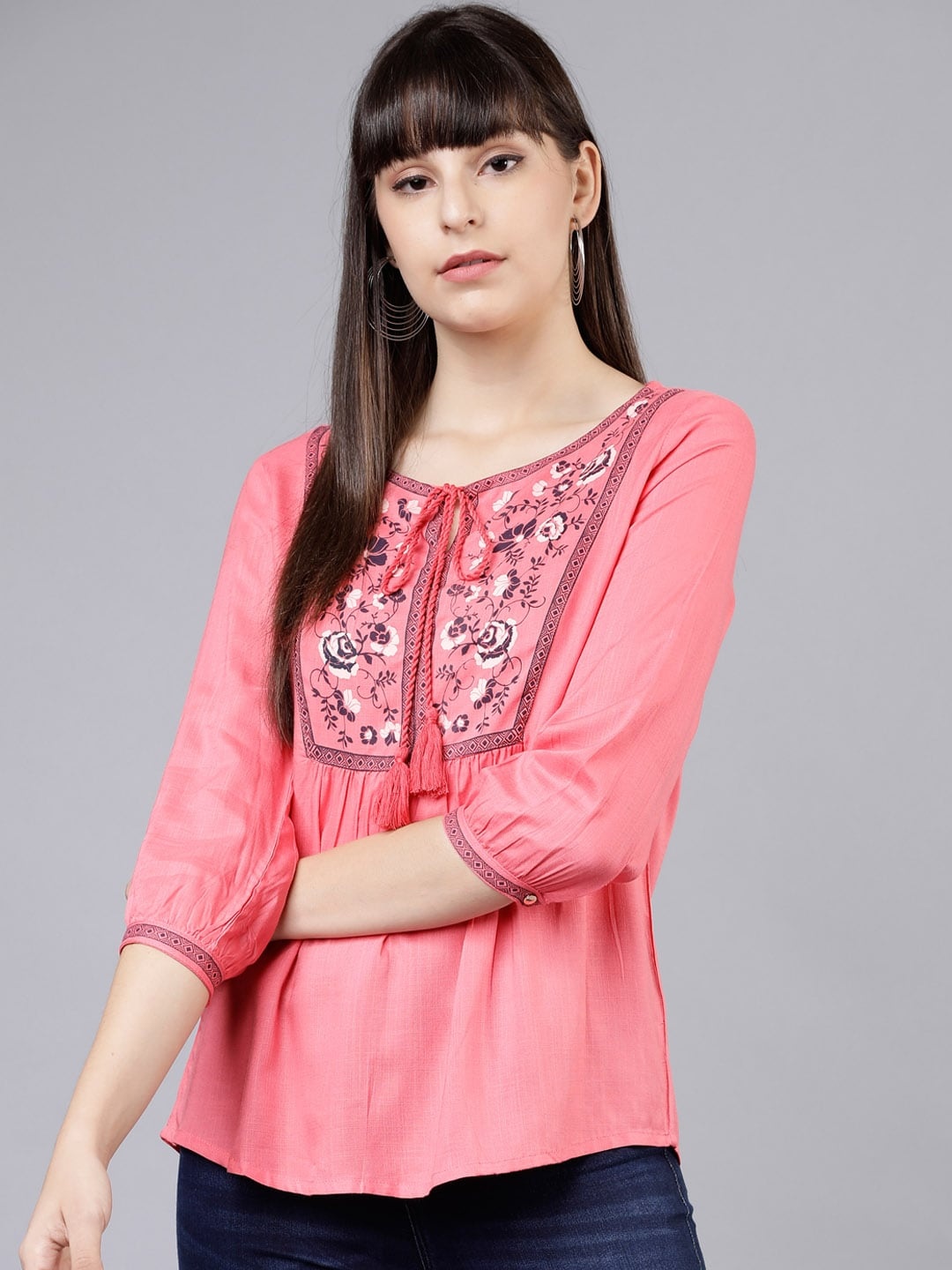 

Tokyo Talkies Women Peach-Coloured Printed Top