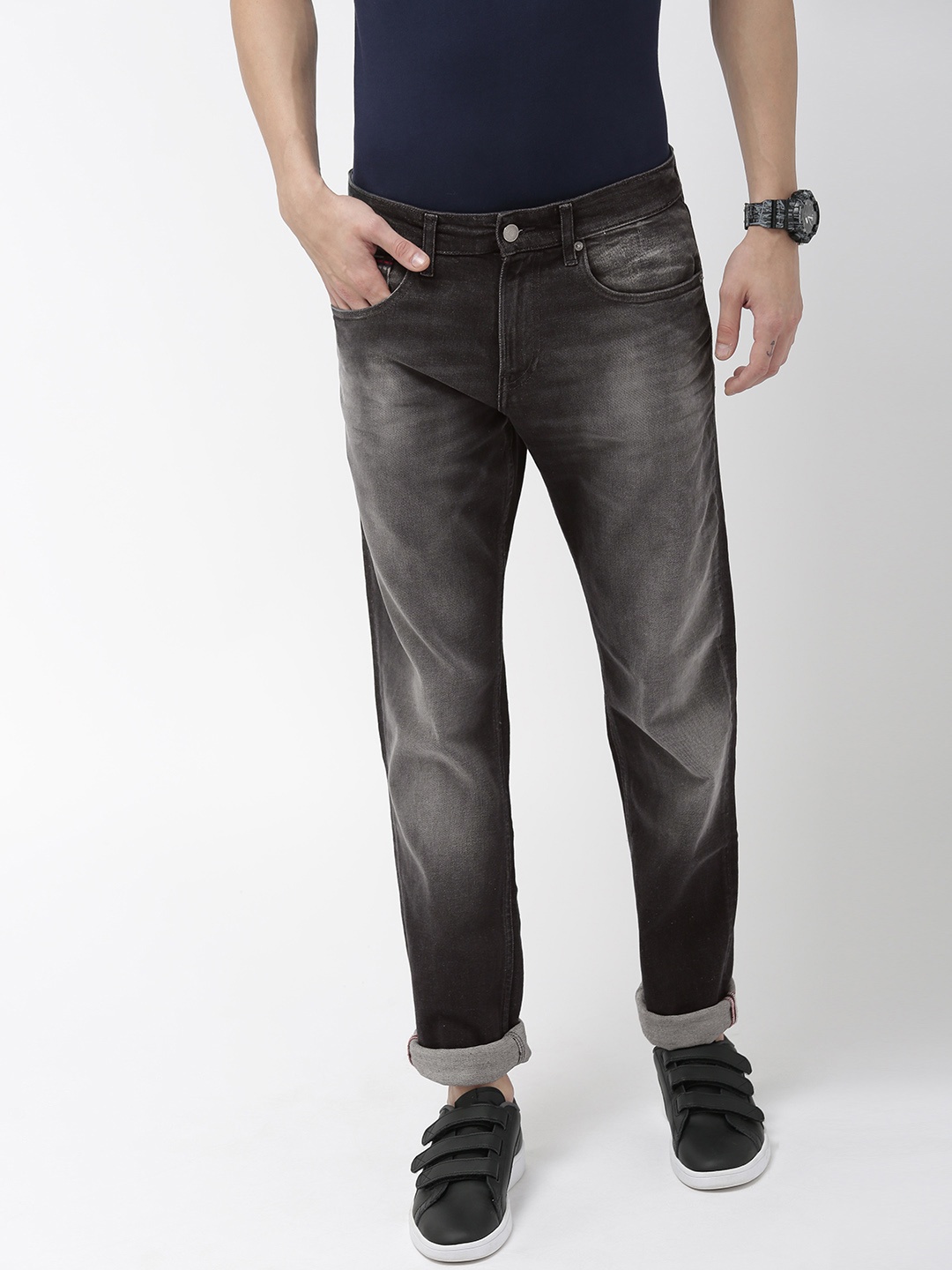 

Tommy Hilfiger Men Grey Straight Fit Mid-Rise Clean Look Stretchable Jeans