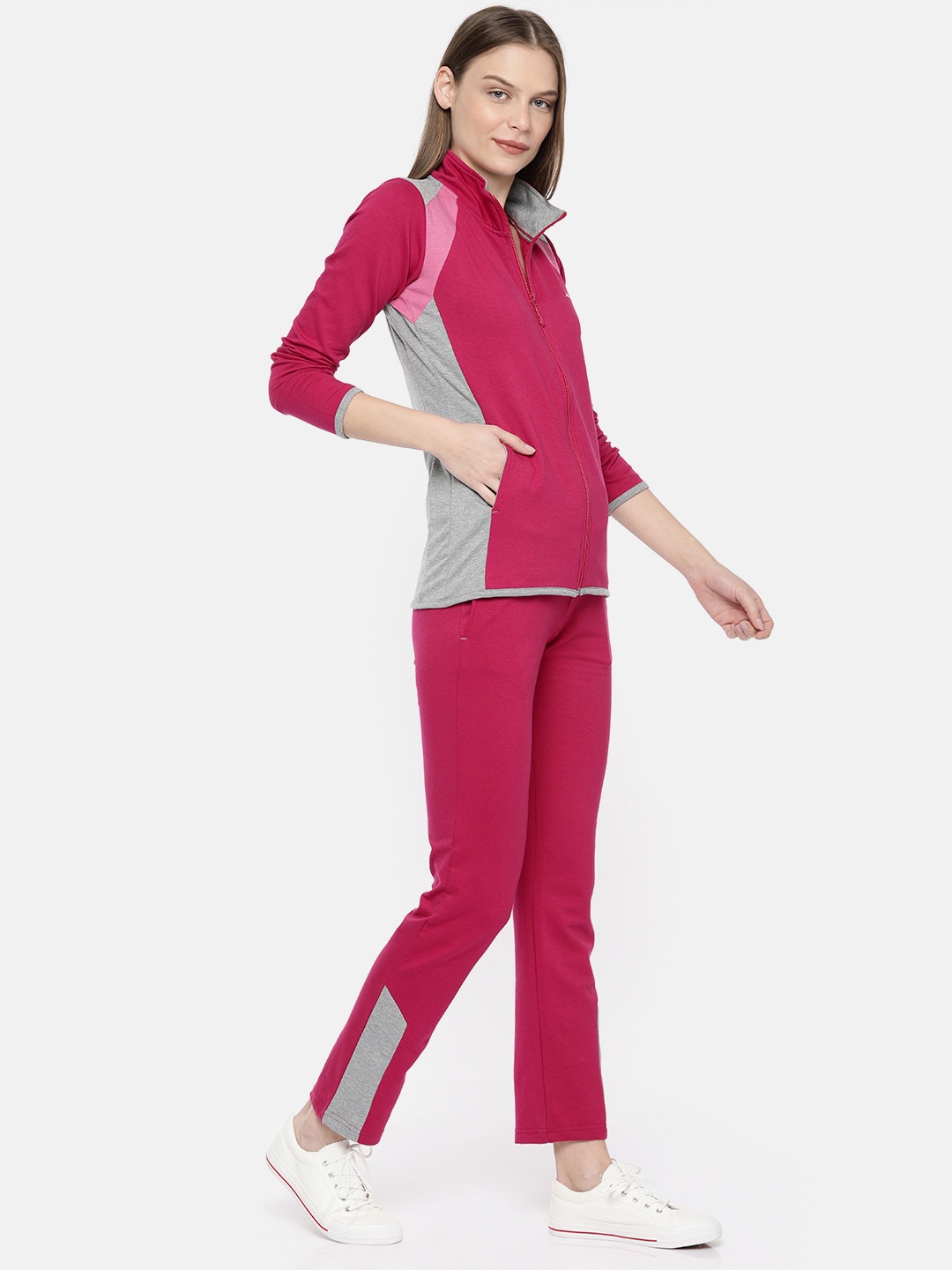 

Monte Carlo Women Pink & Grey Colourblocked Tracksuit