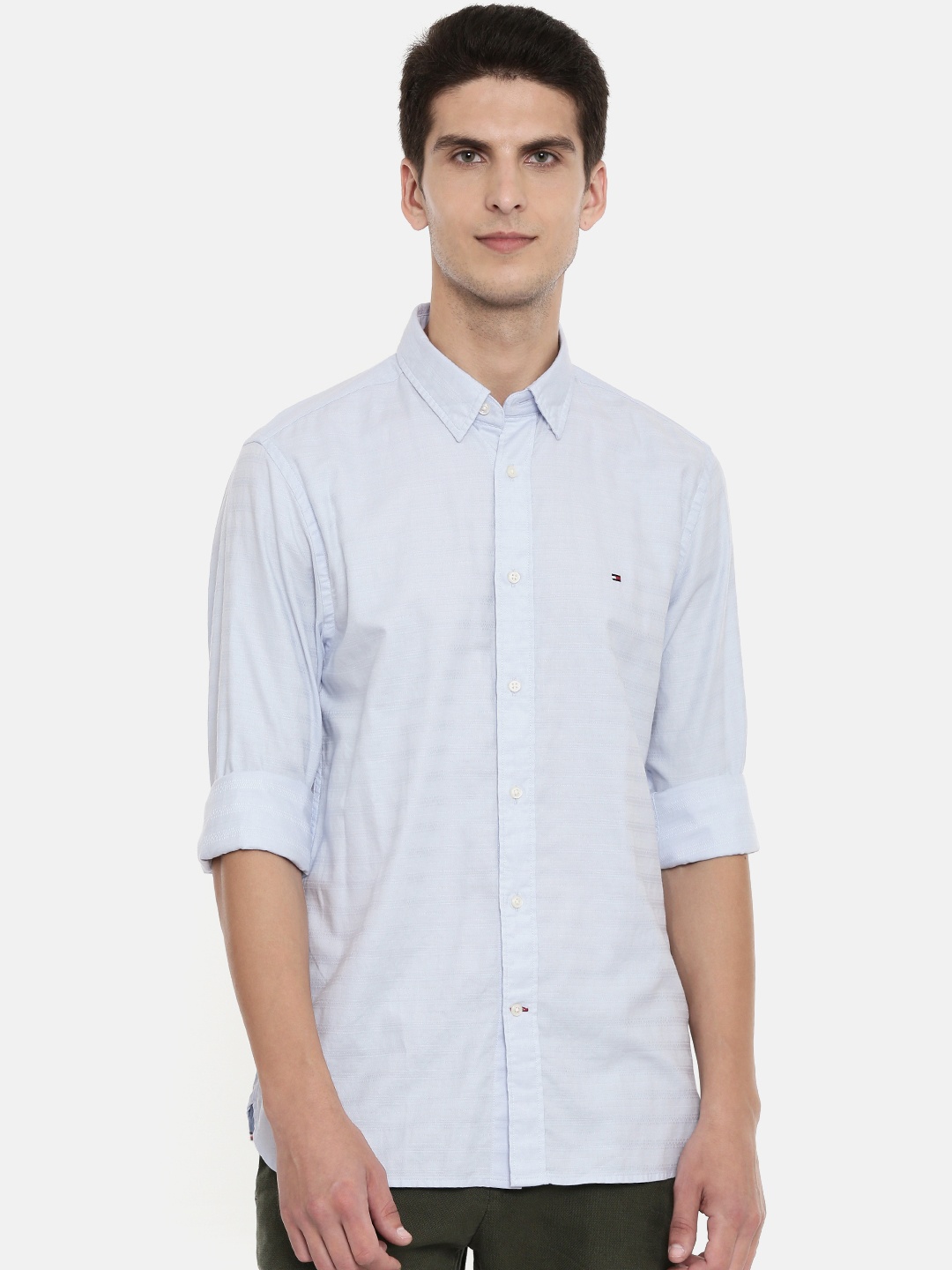 

Tommy Hilfiger Men Blue Regular Fit Self Design Casual Shirt