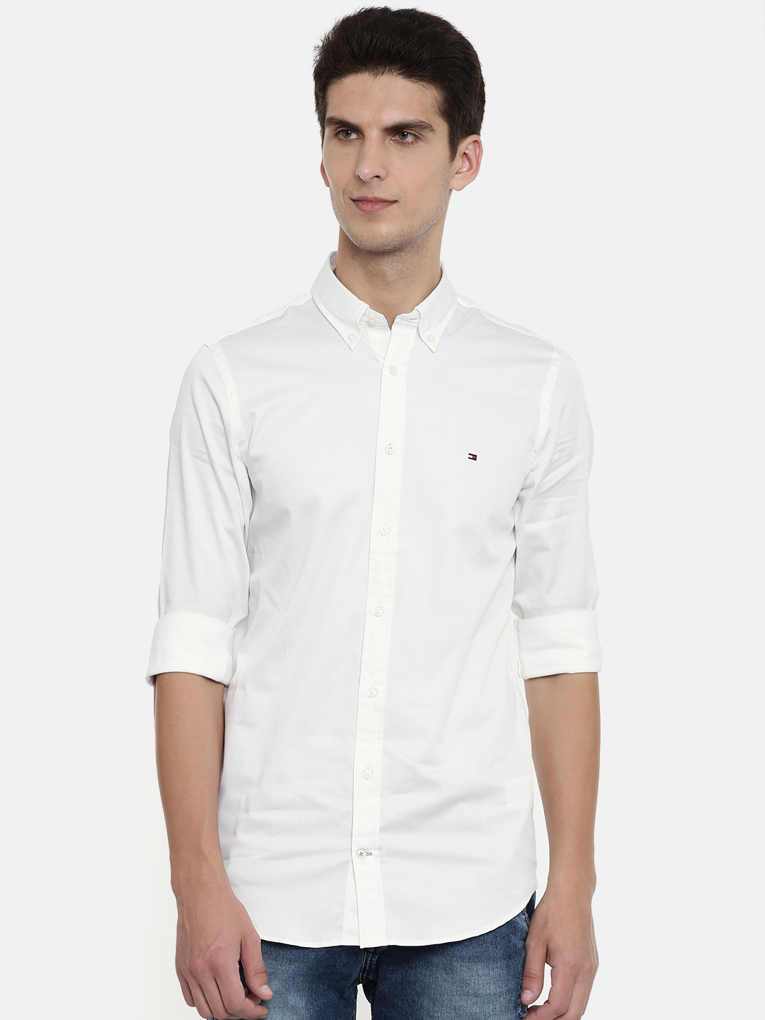 

Tommy Hilfiger Men White Slim Fit Solid Casual Shirt