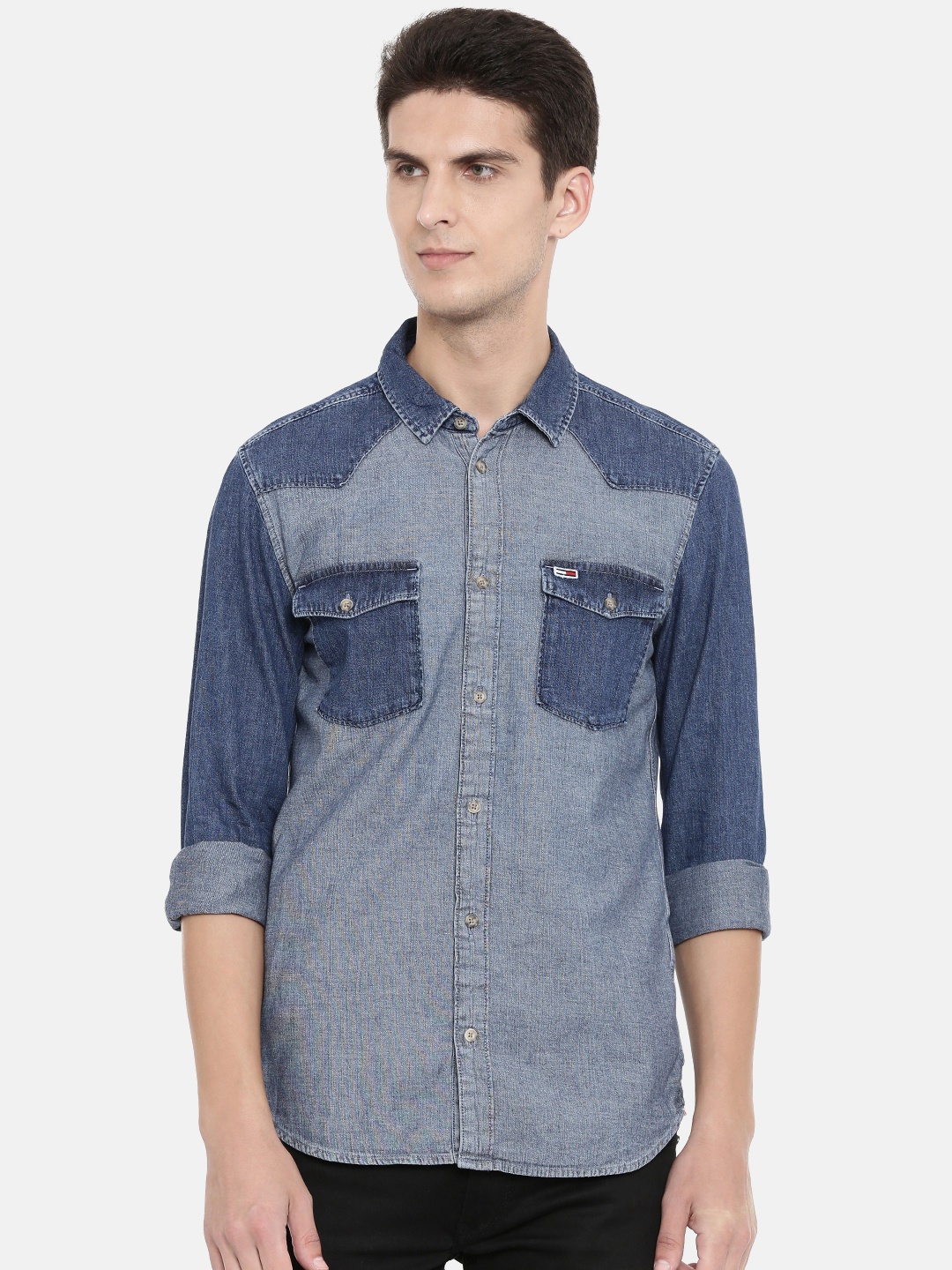 

Tommy Hilfiger Men Blue Regular Fit Solid Casual Denim Shirt